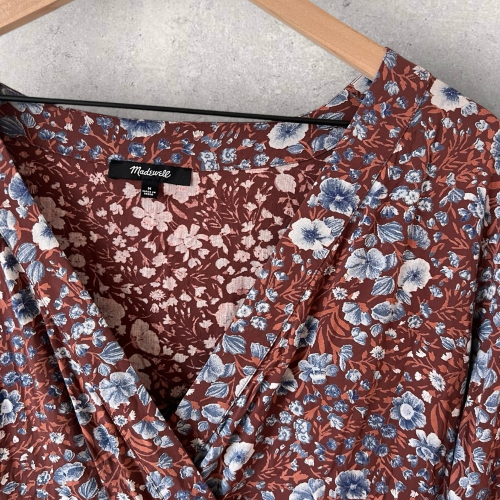 Madewell Challis Wrap Midi Dress Woodland Floral Size M - Picture 5 of 7